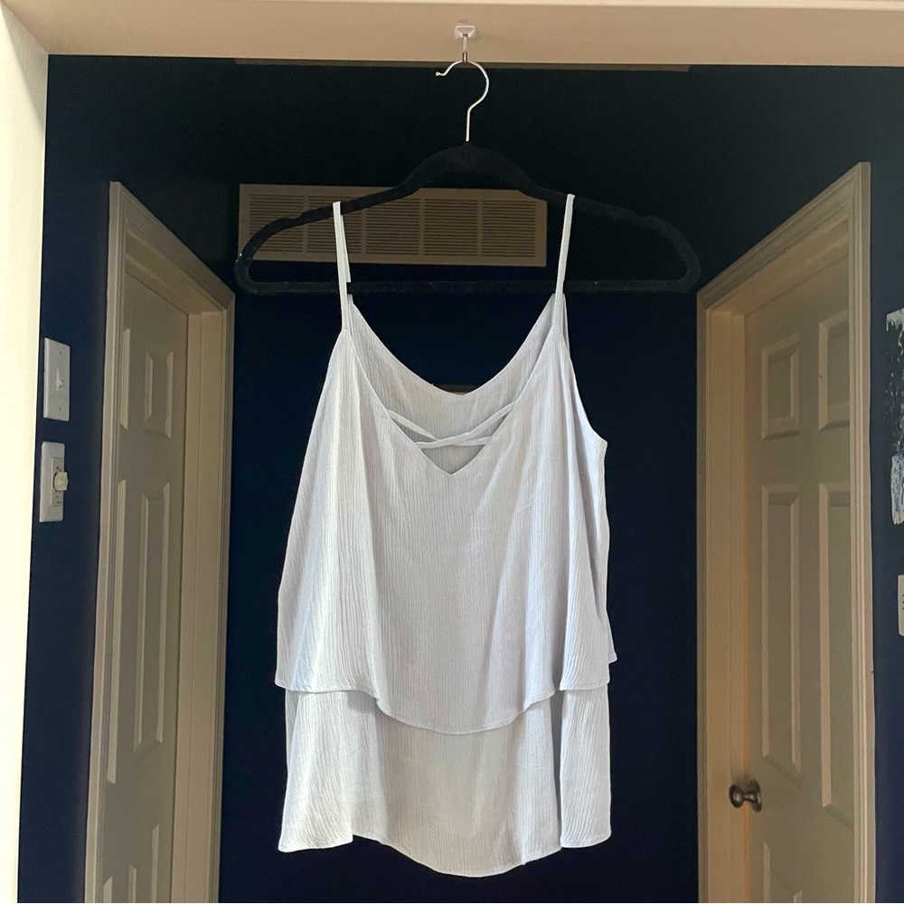 Francesca’s Emmalee Blue Flowy Tank Top